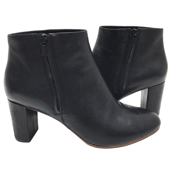 Loeffler Randall Ana-Va Block Heels Side Zip Leather Ankle Boots Black Size 6.5 - Picture 17 of 17